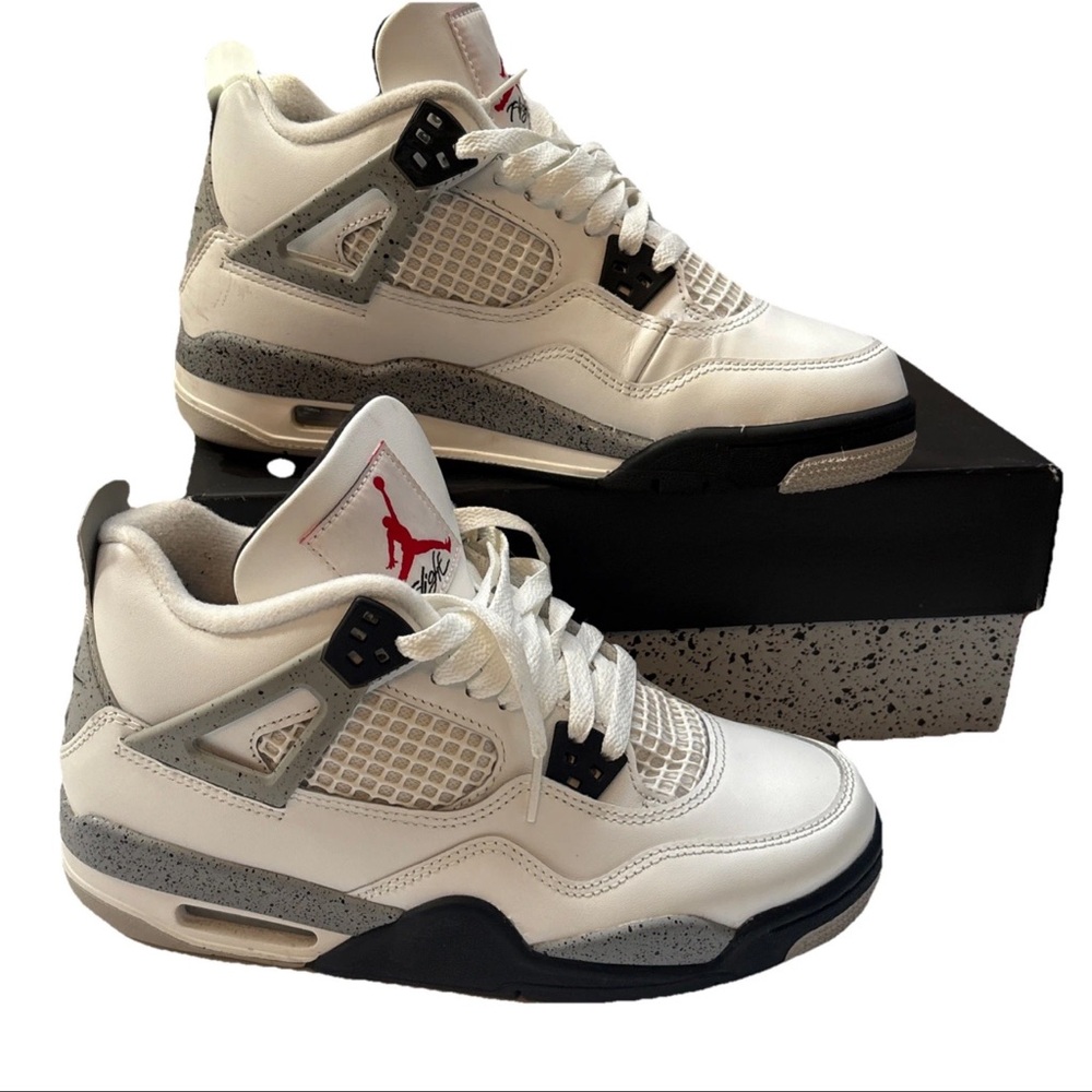 Air Jordan 4 Retro OG 2025 GS White Cement SHOES Sz 6.5 Y with Box SNEAKERS